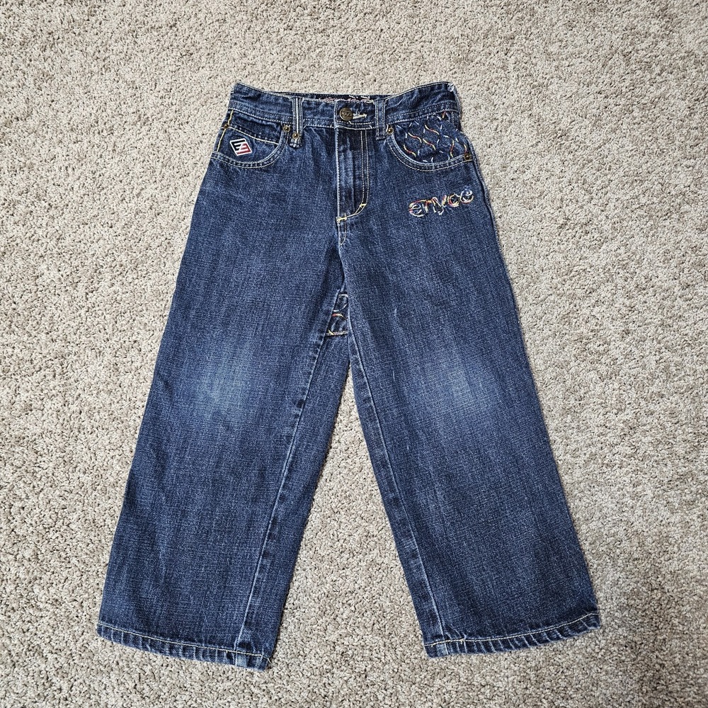 Vtg Enyce Boys Sz 5 Jeans Embroidered Pockets Grunge‎ Street wear Baggy Wide Leg